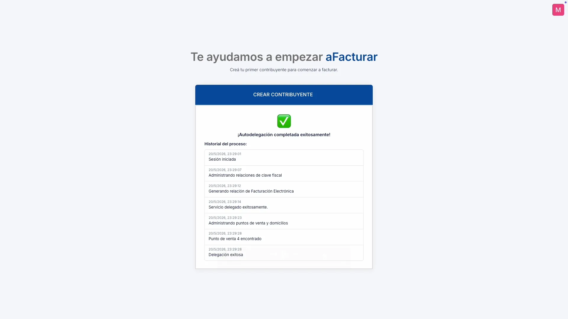 Autodelegación completada exitosamente